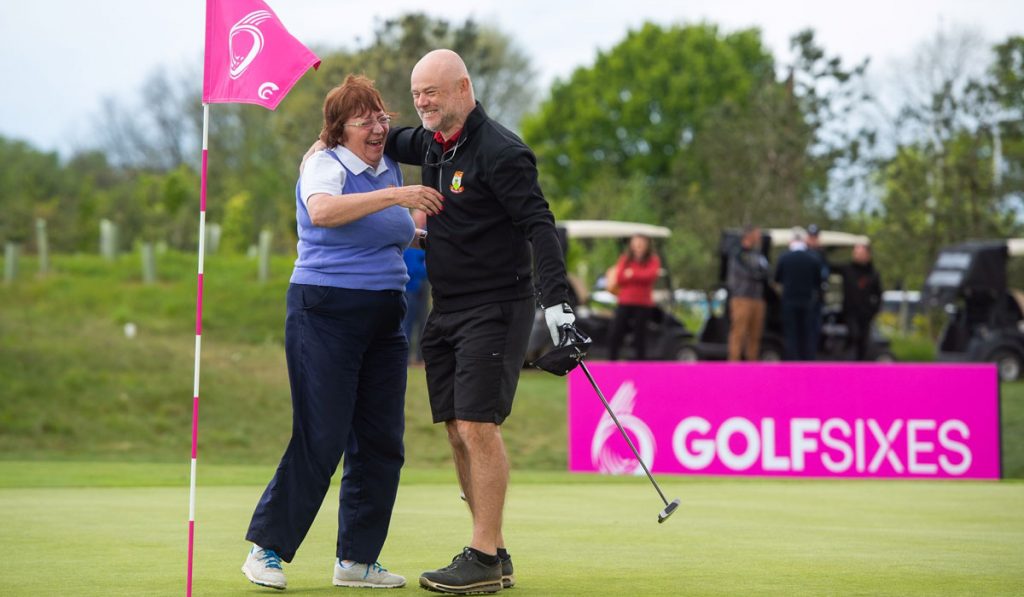 GolfSixes winners Sian Whitbread and Paul Dimmer at Hertfordshire’s Centurion Club