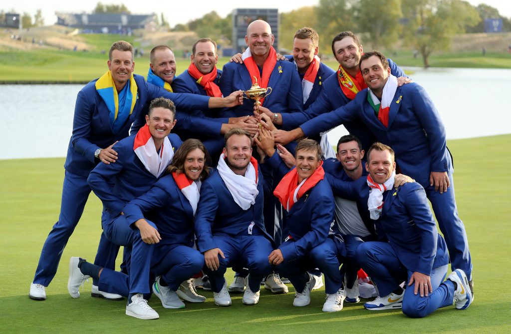 The European winning team at the Paris Ryder Cup