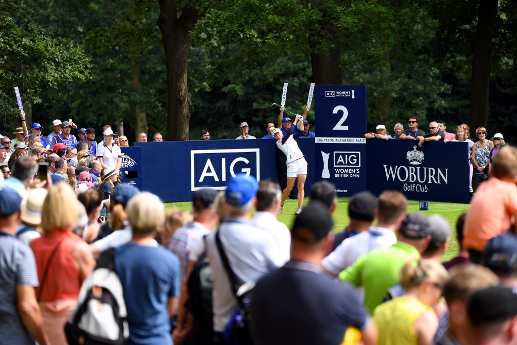 Charley Hull at the second hole at Woburn in the third round of the AIG Women’s British Open