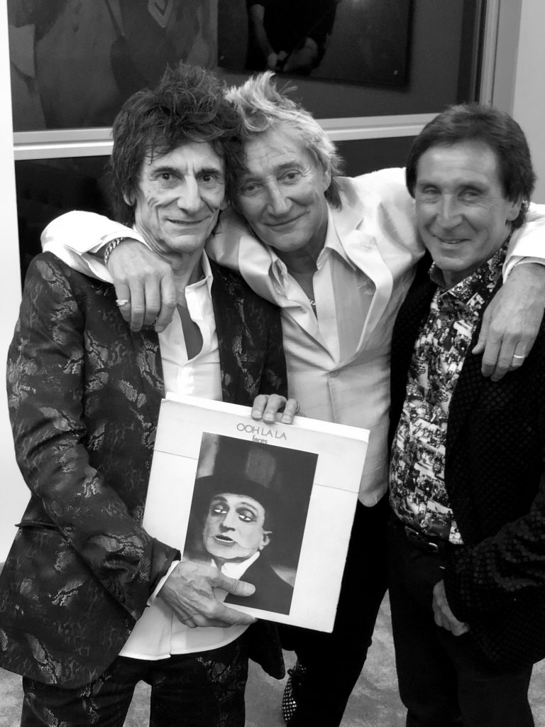 Left to right: Ronnie Wood, Sir Rod Stewart and Kenny Jones