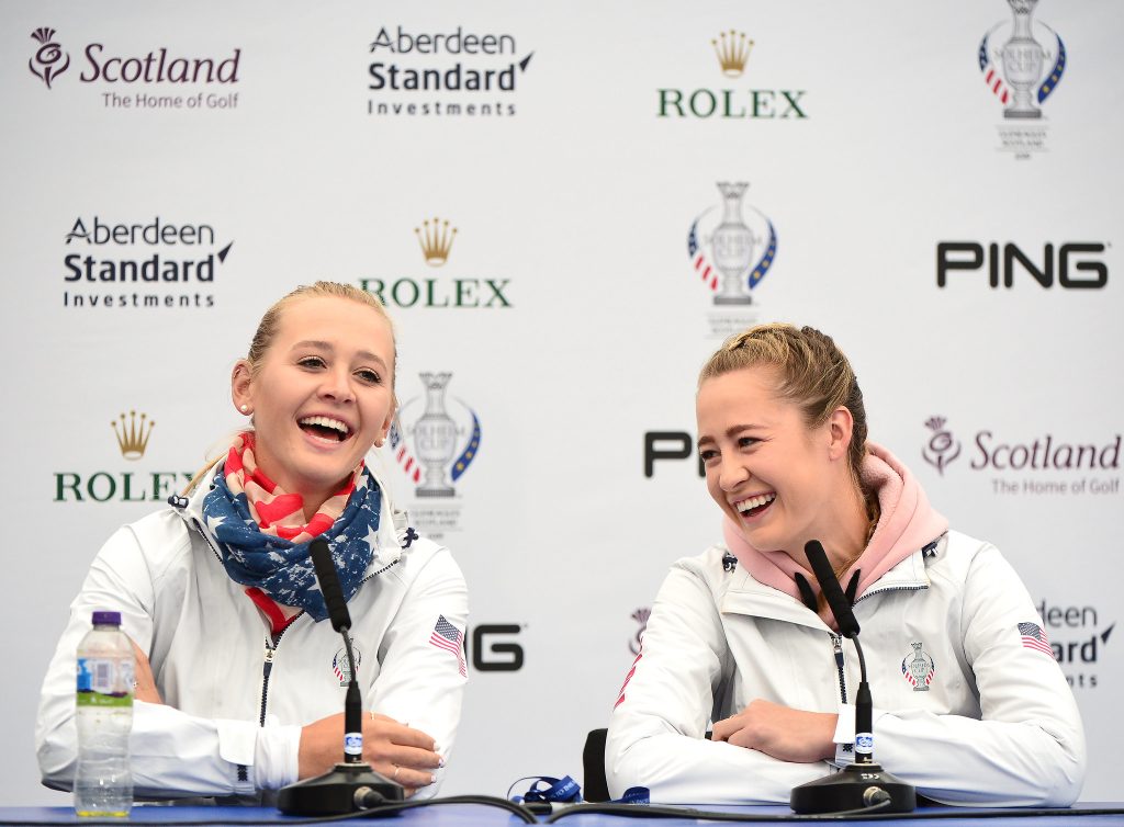 American Solheim cup teammates Jessica Korda (left), and Nelly Korda at Gleneagles