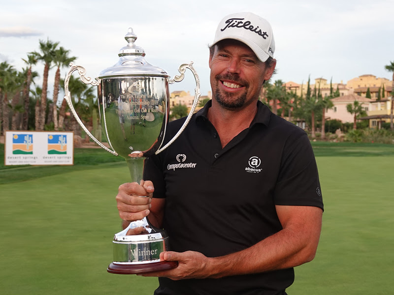 2019 PGA EuroPro Tour Championship winner Mikael Lundberg, at Desert Springs