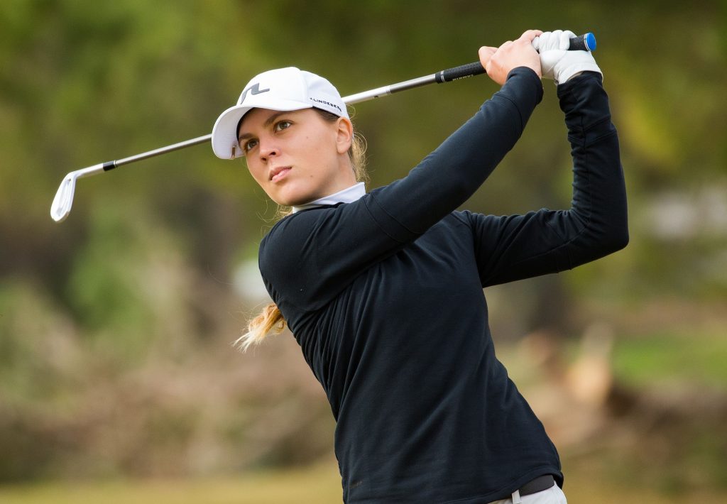 Switzeerland’s Morgane Metraux playing in the first round of the 2020 LET Qualifying School
