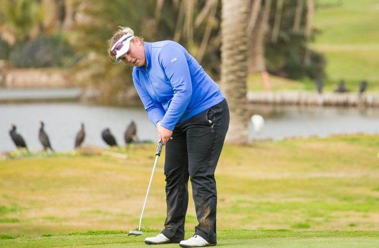 Alice Hewson playing in the third round of the LET Q-School at La Manga