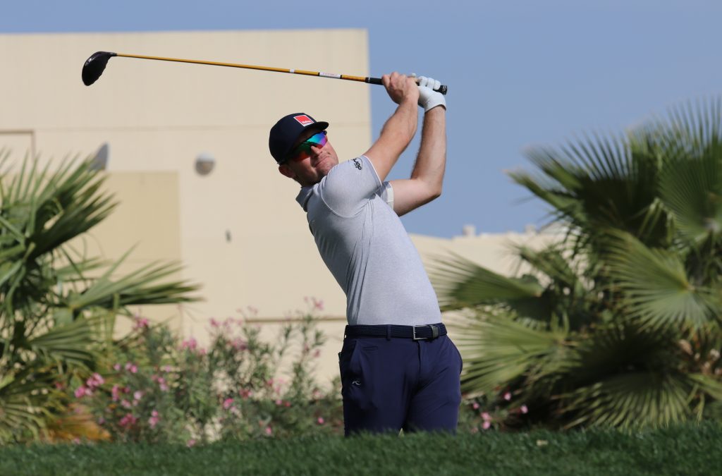 Ex-European Tour player Joel Girrbach playing in the first round of the 2020 Royal Golf Club Bahrain Open on the MENA Tour