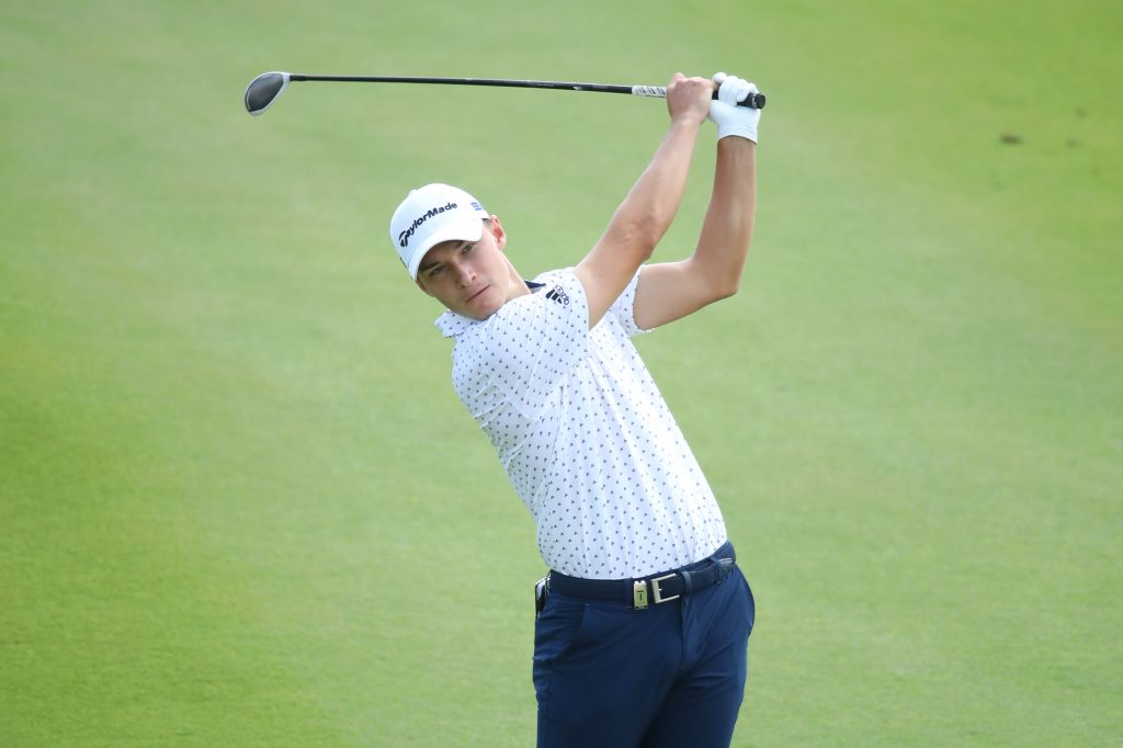 Denmark’s Rasmus Højgaard in the second round of the 2020 Oman Open at Al Mouj Golf