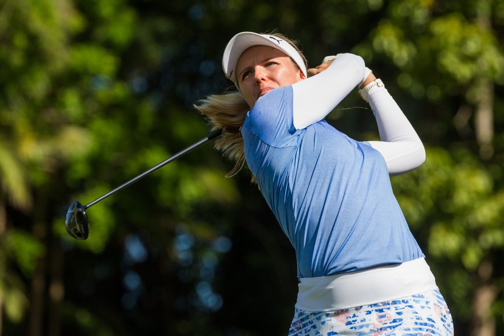 Finland’s Noora Komulainen  playing in the first round of the 2020 Australian Ladies Classic at Bonville Golf Resort