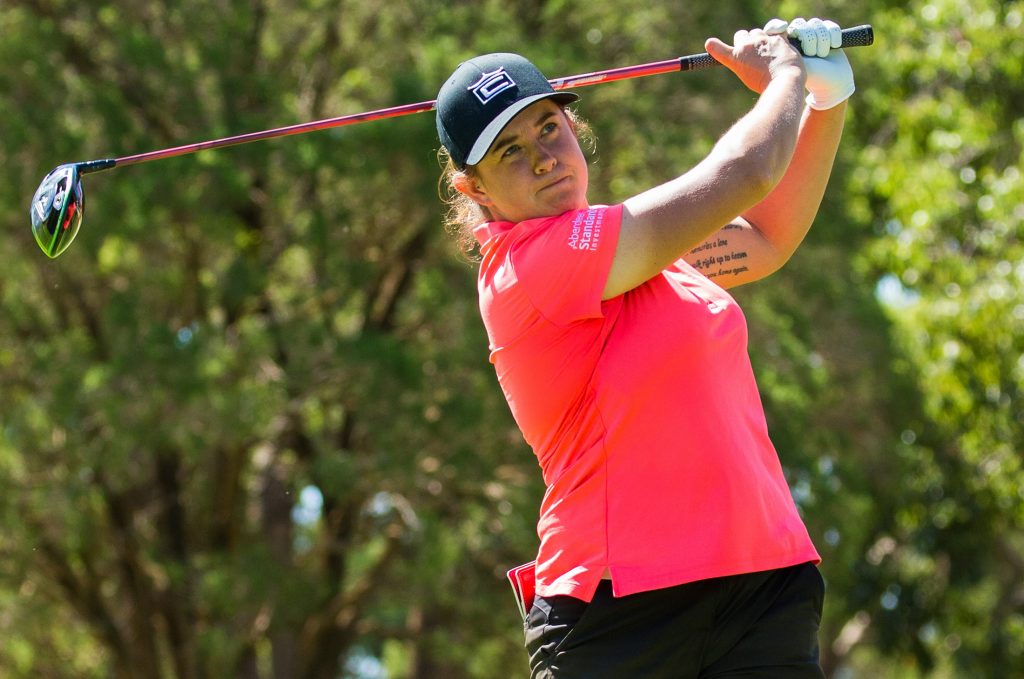 Michele Thomson the joint leader after the first round of the 2020 Women’s New South Wales Open at Dobbo Golf Club, in Australia