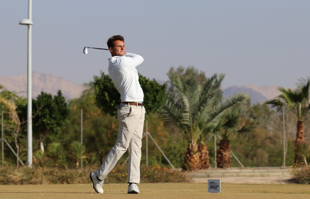 Ryan Lumsden is a shot behind first round leader Mitch Waite in the 2020 Journey to Jordan No. 2 on the MENA Tour