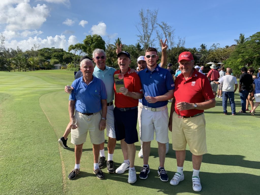 Staysure Tour No. 1 Phil Price with son Edward and Wales Golf past-president Jeff Harries (right)