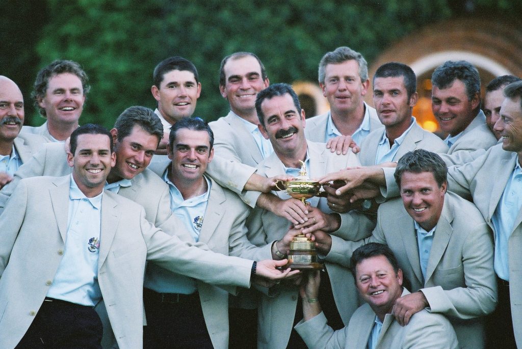 Sam Torrance with the winning European Ryder Cup team at The Belfry in 2002