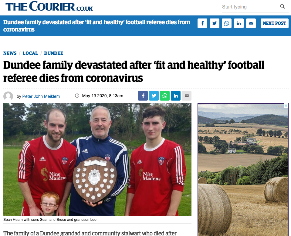 Coverage of the death of charity worker Stuart Hearn, a volunteer with the Food Train