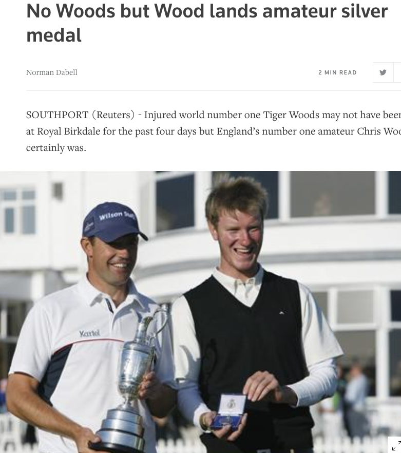 Chris Wood with the Silver Medal at the 2008 Open at Royal Birkdale