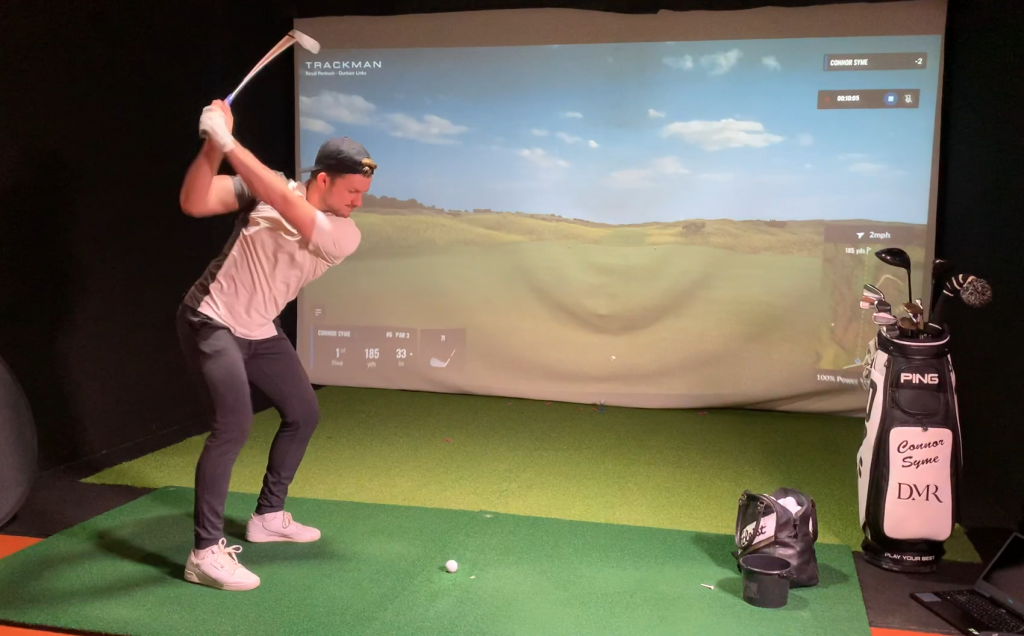 BMW Indoor Invitational winner Connor Syme who shot an eight-under par 64 on a simulator of Royal Portrush