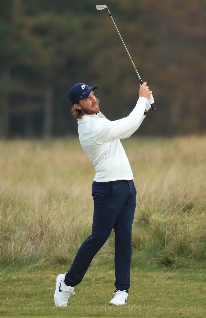 Tommy Fleetwood tees off on the last hole at the 2020 Aberdeen Standard Investments Scottish Open at The Renaissance Club