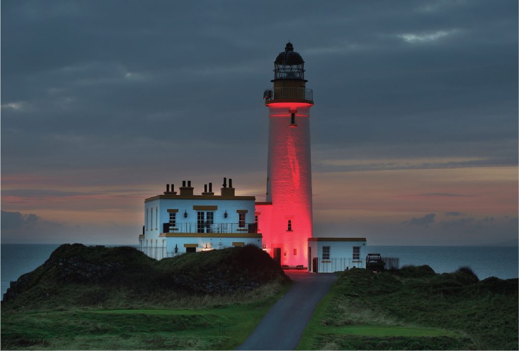 The Ailsa lighthouse was lit up in red to mark Remembrance Sunday